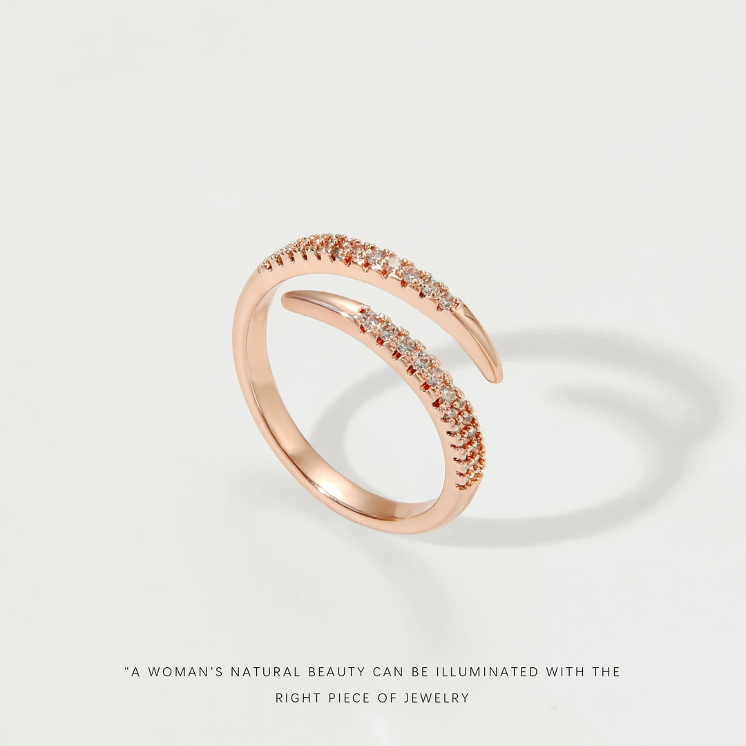 铜合金合成锆石戒指 【满钻排戒】个性小众戒指A540