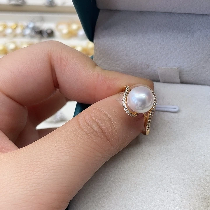 海水珍珠戒指银S925镶嵌
