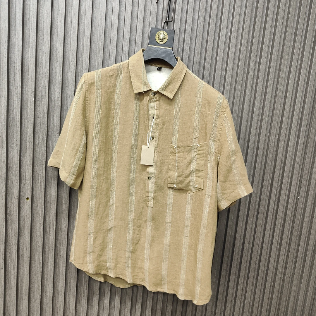 夏季新款短袖衬衫休闲时尚条纹薄款半袖上7903
