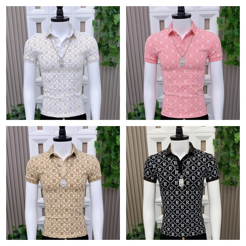 8559字母男士新款潮流气质休闲圆领短袖夏季修身上衣韩版白色个性