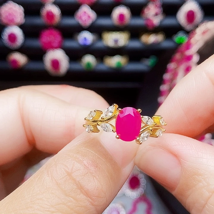 红宝石银S925镶嵌戒指