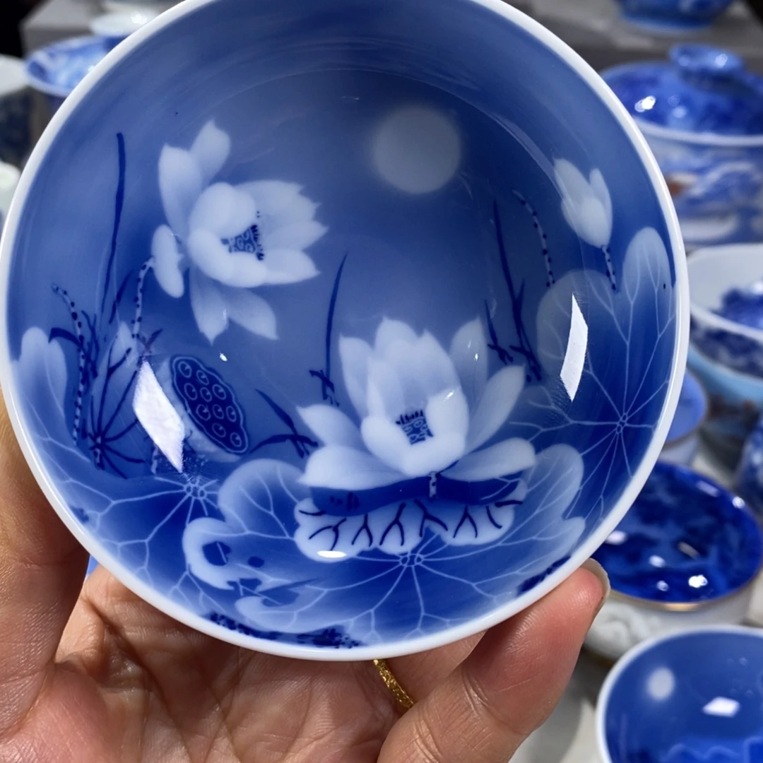 青花荷花主人杯杯