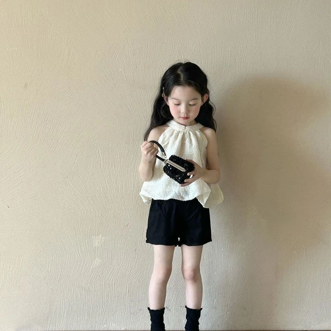 女童洋气套装背心夏季2025新款夏装女孩宝宝时髦吊带无袖上衣