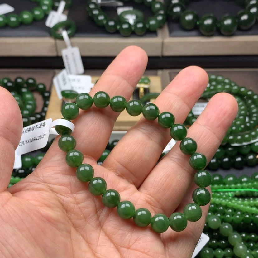 【闪购商品】未镶嵌手串和田玉（碧玉）辣菠8m m