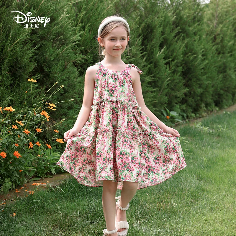 Disney/迪士尼（花满唐）女童夏季2025年夏装满印碎花吊带裙