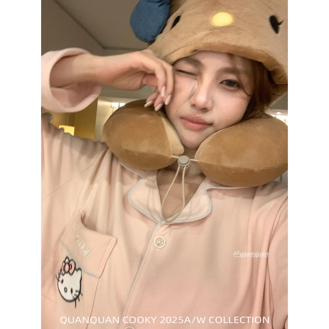 圈圈cooky 晚安公主 宅家云朵德绒亲肤舒适kt睡衣套装L1214A-A