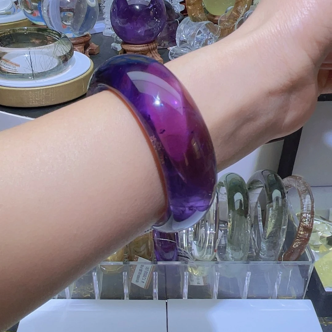 水晶手镯未镶嵌天然紫水晶高品52圈