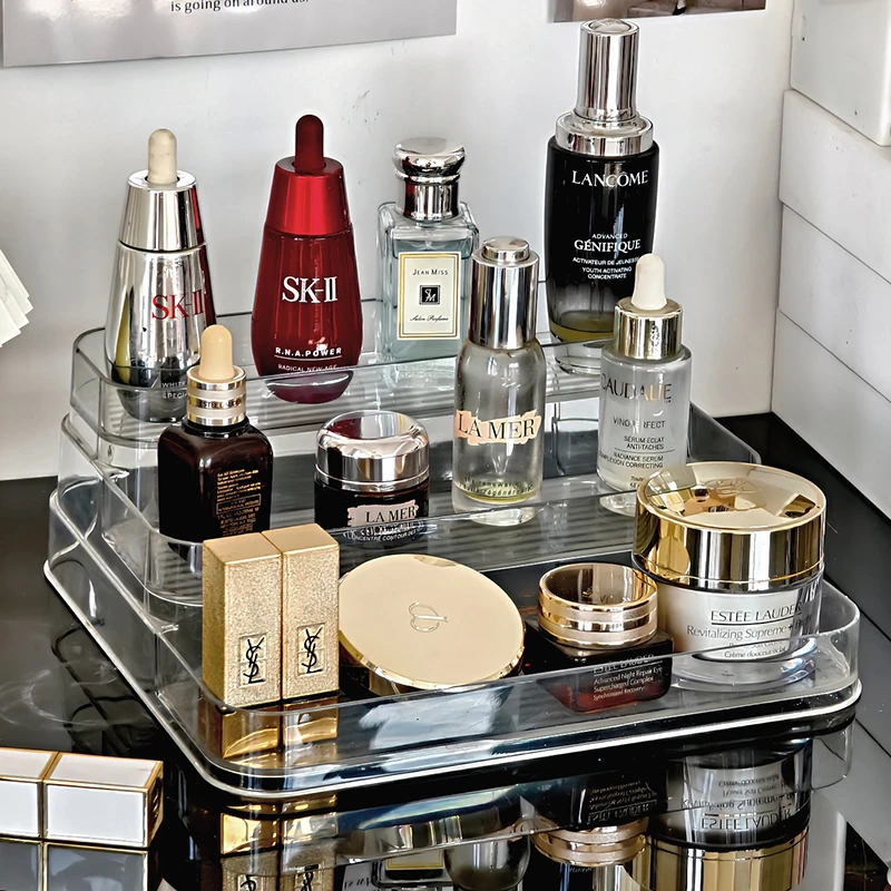 香水展示架梳妆台化妆品置物架高级桌面玄关护肤品多层收纳盒学生
