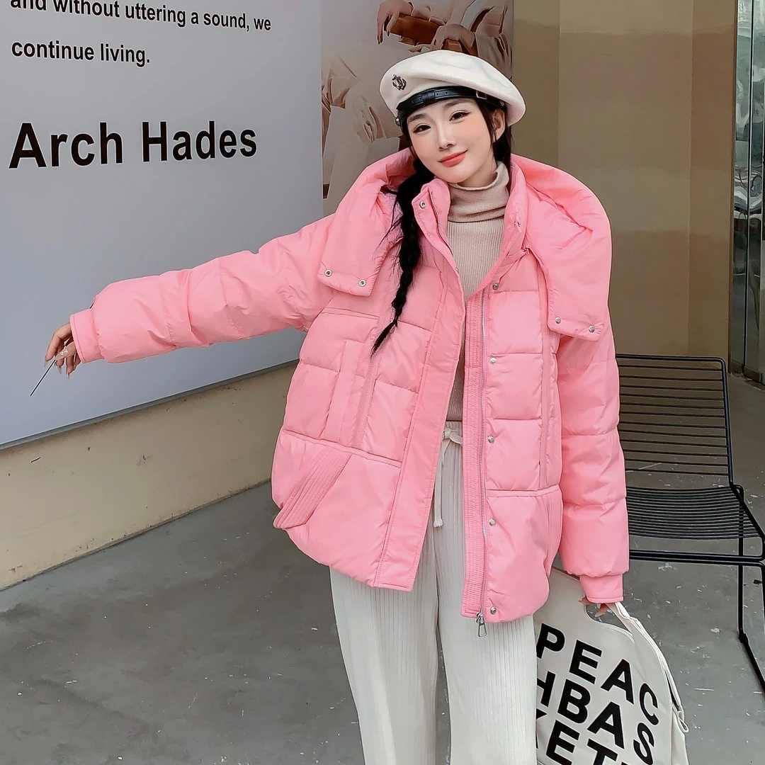 连帽可脱卸短款羽绒服洋气时尚百搭宽松加厚保暖韩版冬季休闲