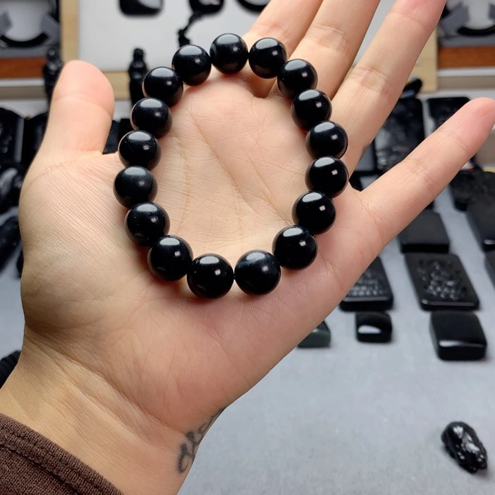 未镶嵌手串和田玉（墨玉）特价12mm