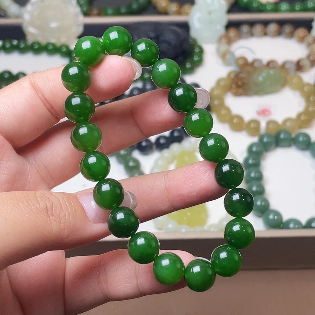 未镶嵌手链和田玉（碧玉）俄 辣阳绿 10