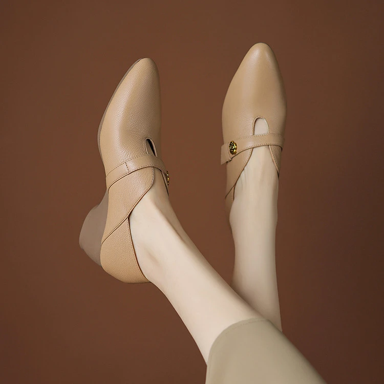 巨好穿法式复古真皮玛丽珍单鞋女春秋新款百搭黑色不累脚小皮鞋女