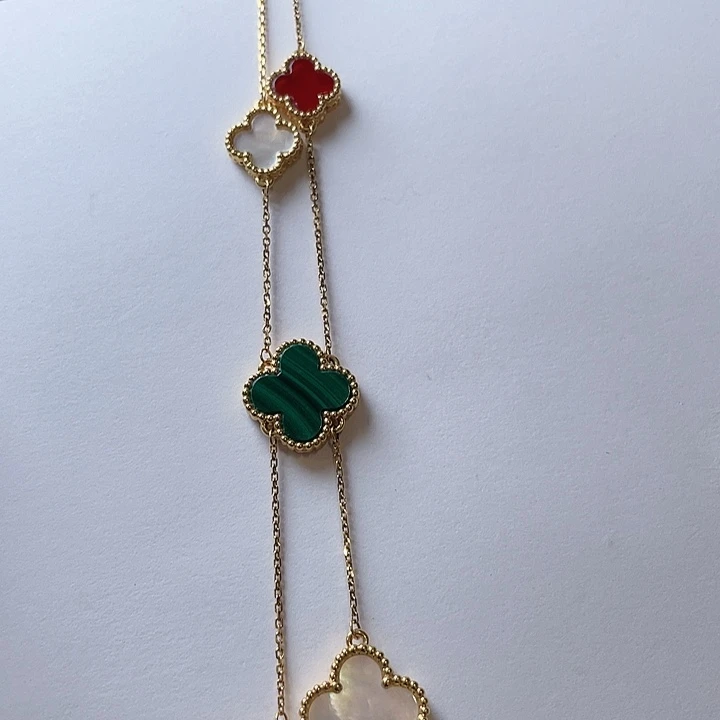 玛瑙/玉髓颈饰18K金镶嵌套链