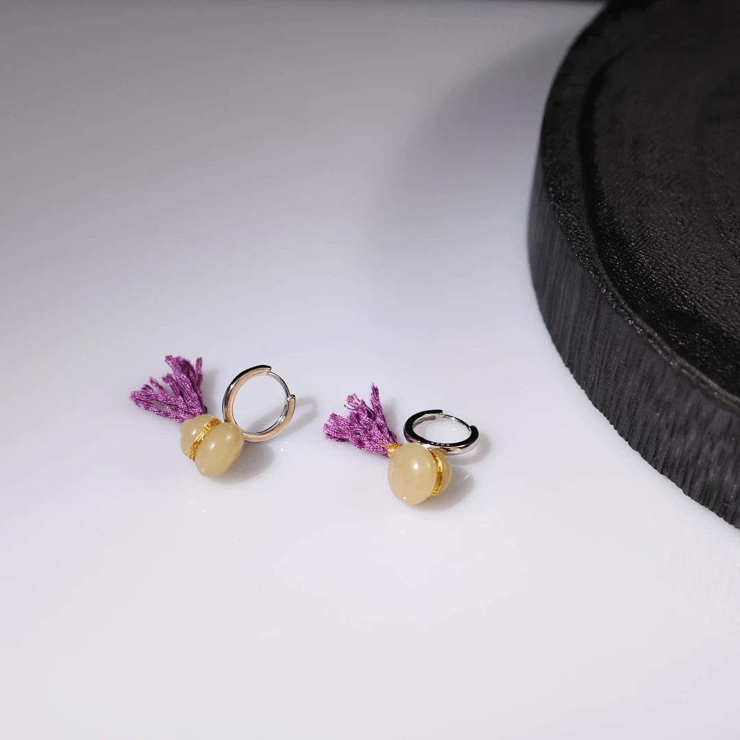 【染烟雨】和田玉*耳钉*s925银镶嵌*多样性发一对