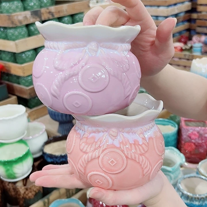 有孔.凑单10元陶瓷花盆发货！