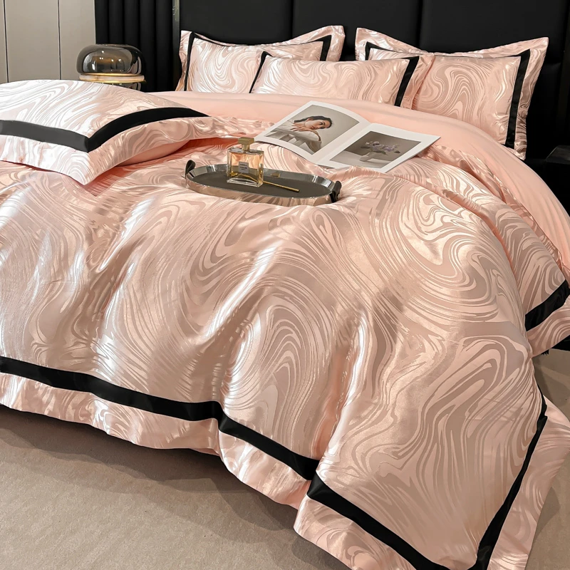 高端简约四件套高级感拼接被套床单床笠四季通用亲肤裸睡床上用品