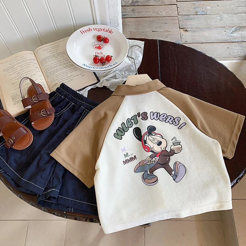 儿童短袖2025夏季新款童装男童韩版polo衫卡通T恤宝宝宽松上衣潮