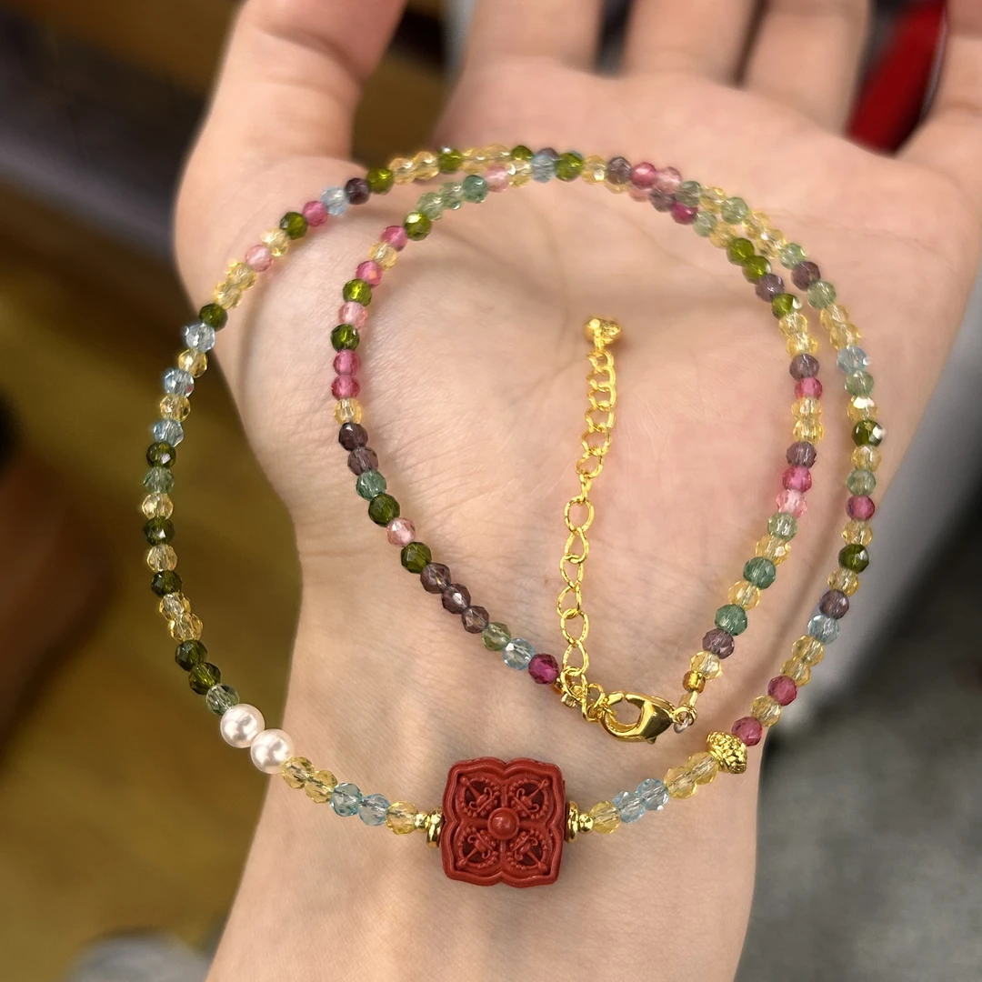 含辰砂工艺品降魔杵朱砂彩珠项链3333