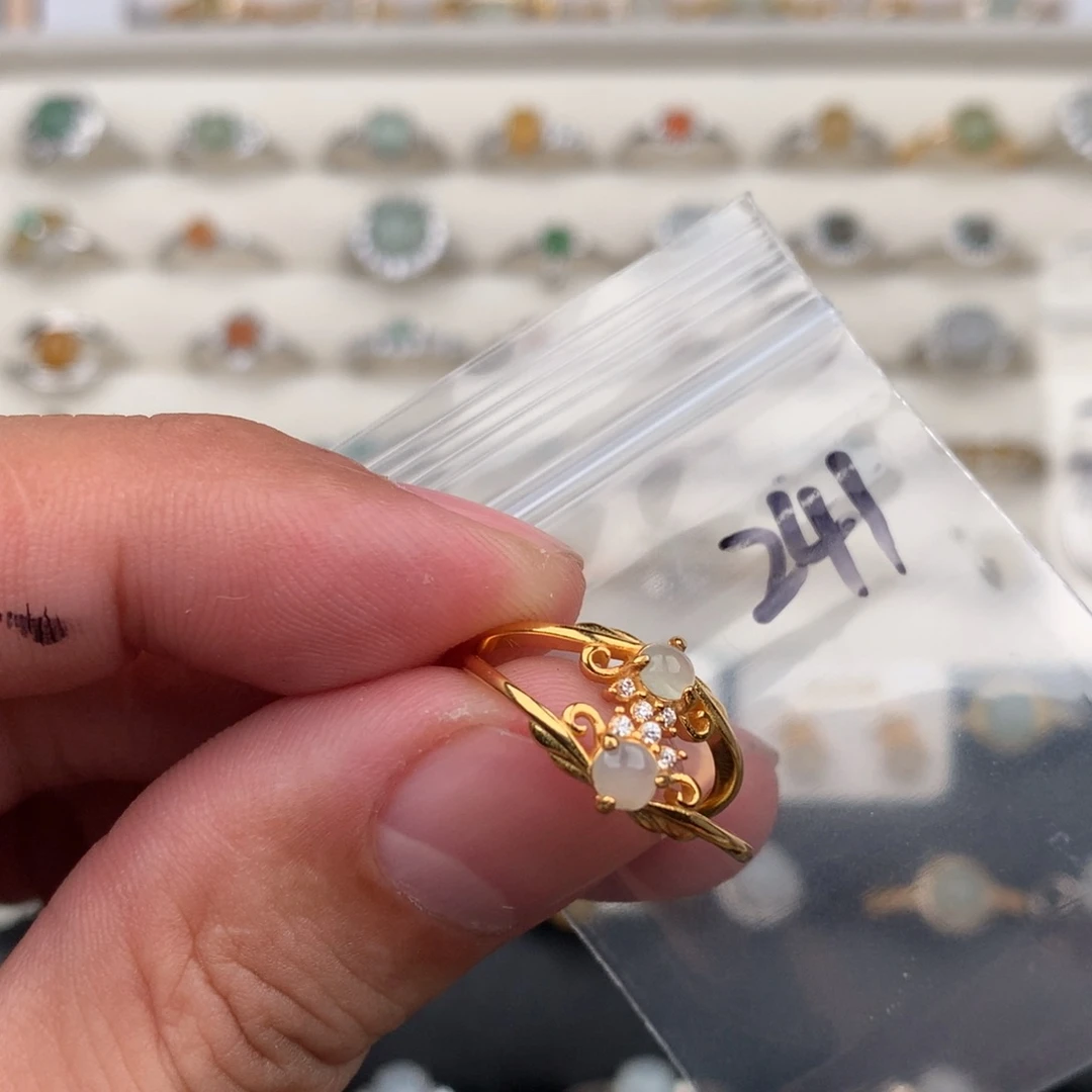 翡翠银S925镶嵌戒圈241