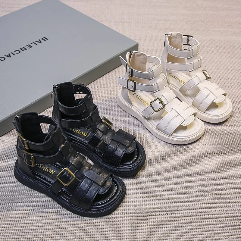 ABC女童罗马凉鞋2025夏新款小女孩韩版软底凉鞋中大童高板露趾鞋