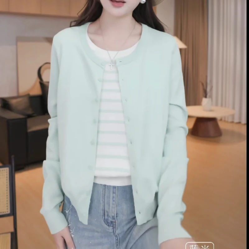 2025春季新款小清新假两件百搭气质条纹撞色时尚件休闲针织上衣女