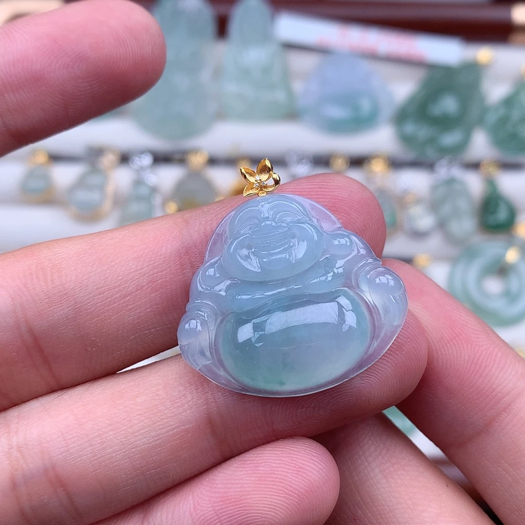 翡翠18K金镶嵌吊坠(不含链)