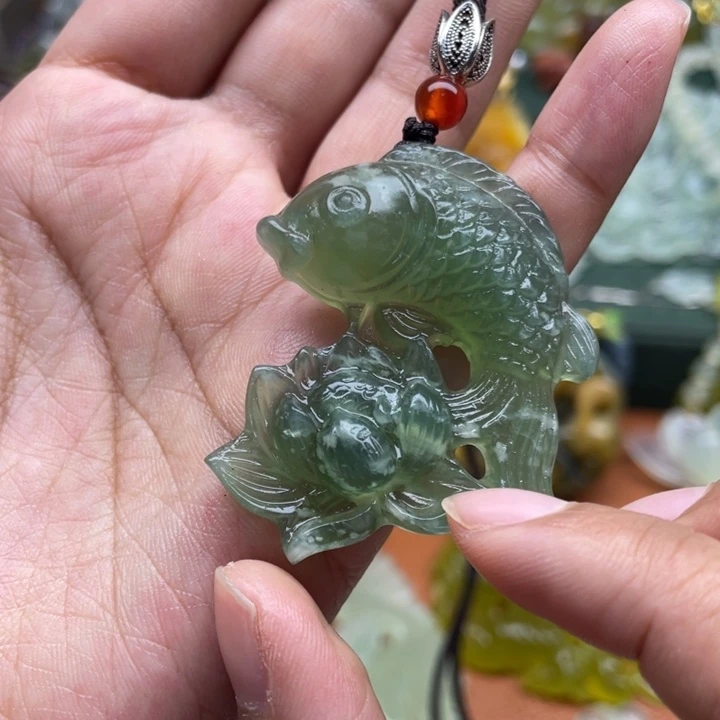 未镶嵌岫玉吊坠毛衣链锁骨链