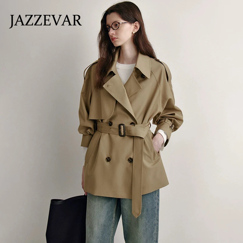 时尚流行中长款风衣女春秋新款韩版双排扣显瘦小个子女式大衣外套