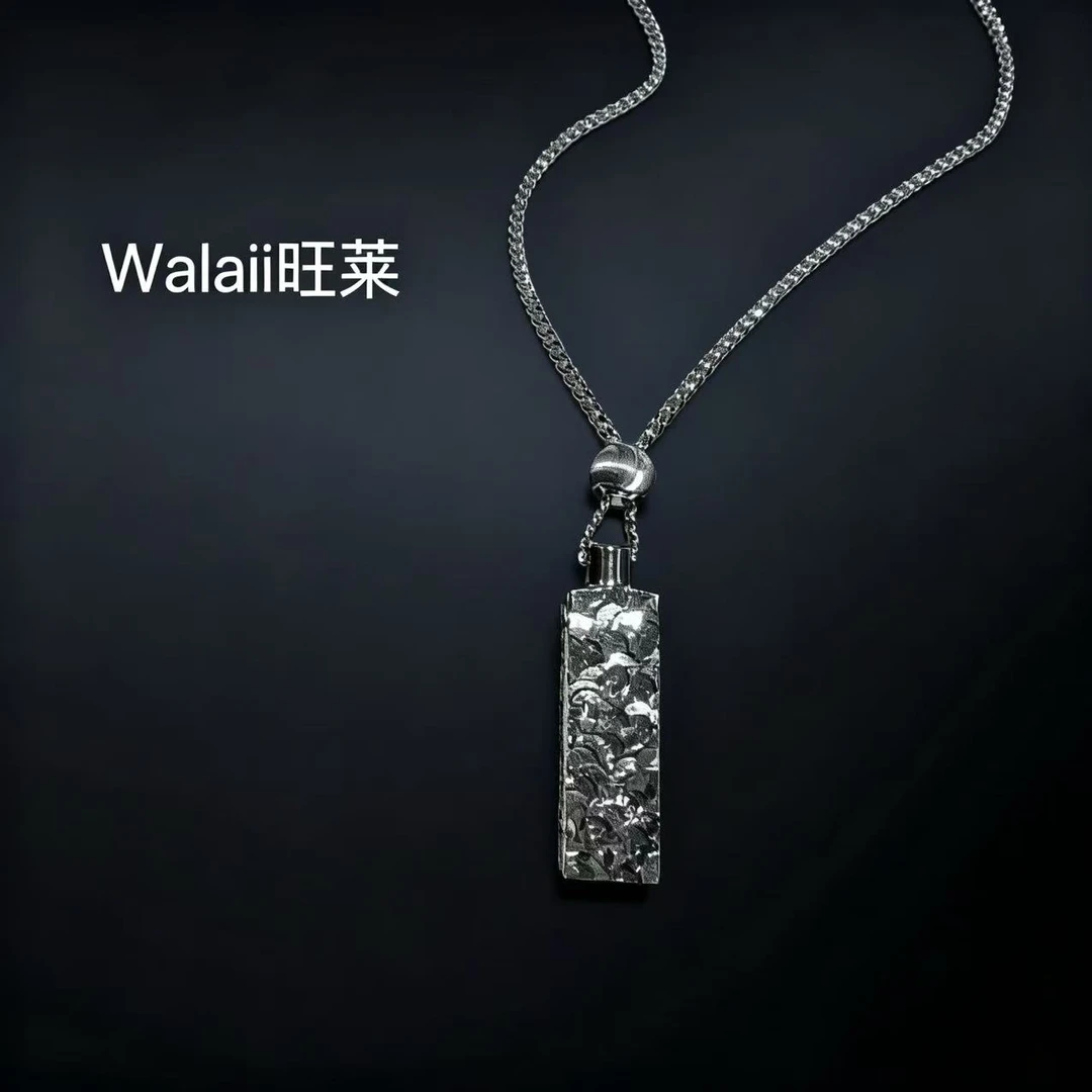 坠链均925银 旺莱 630 四方来财碎冰冰印章毛衣链银链J127332902