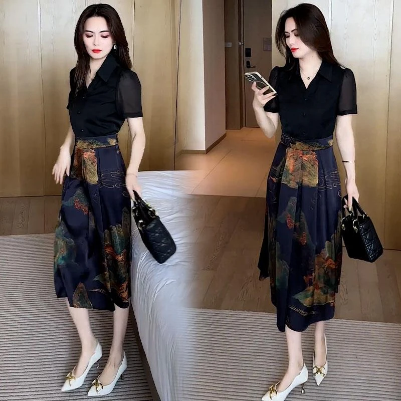 女装夏款连衣裙2025新款今年流行时尚洋气质减龄假两件套漂亮裙子