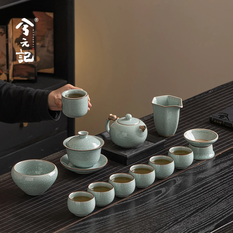 冰花汝窑茶具套装2025新款高档轻奢陶瓷茶壶盖碗茶杯送长辈伴手礼