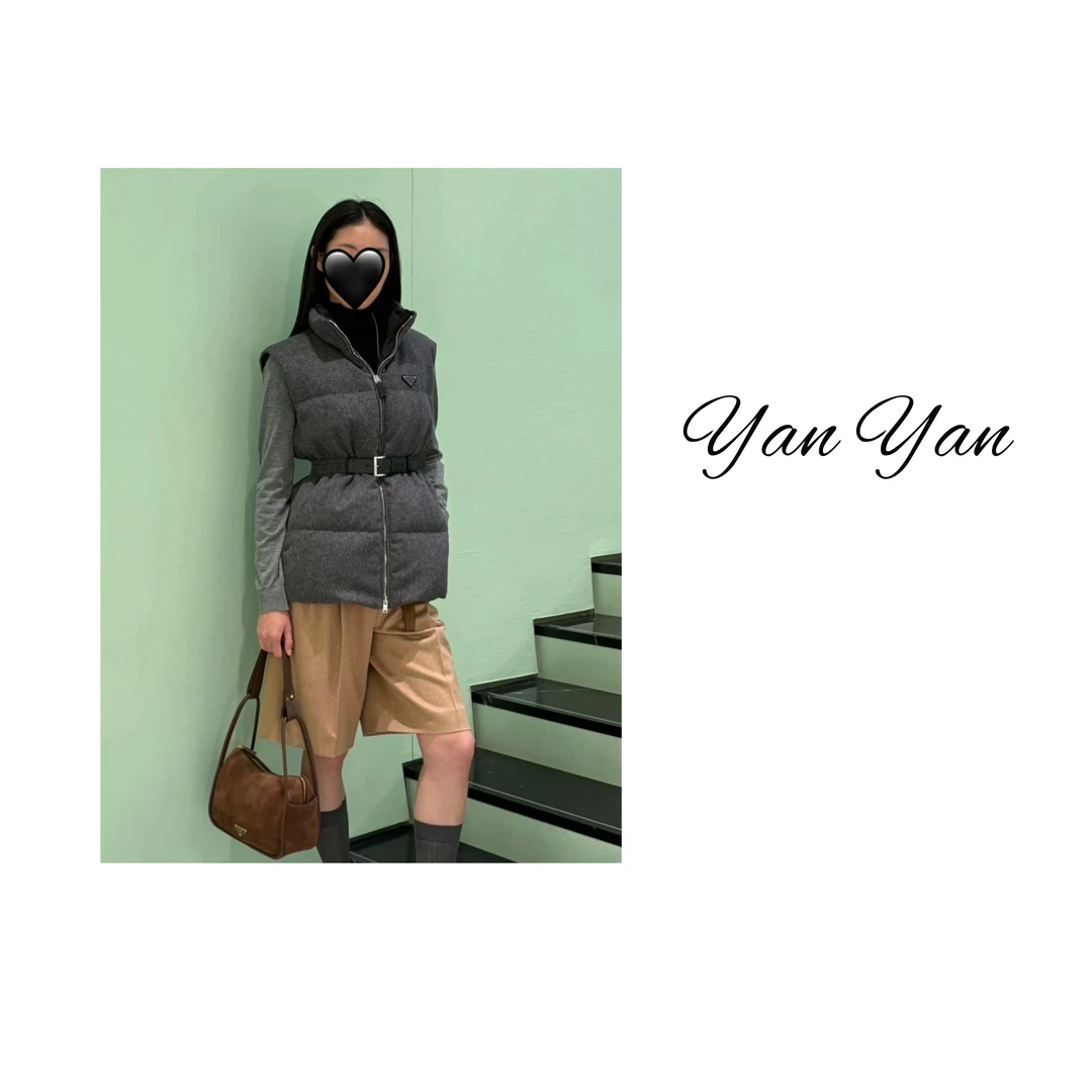 90白鹅绒羽绒马甲牛皮腰带设计YY52