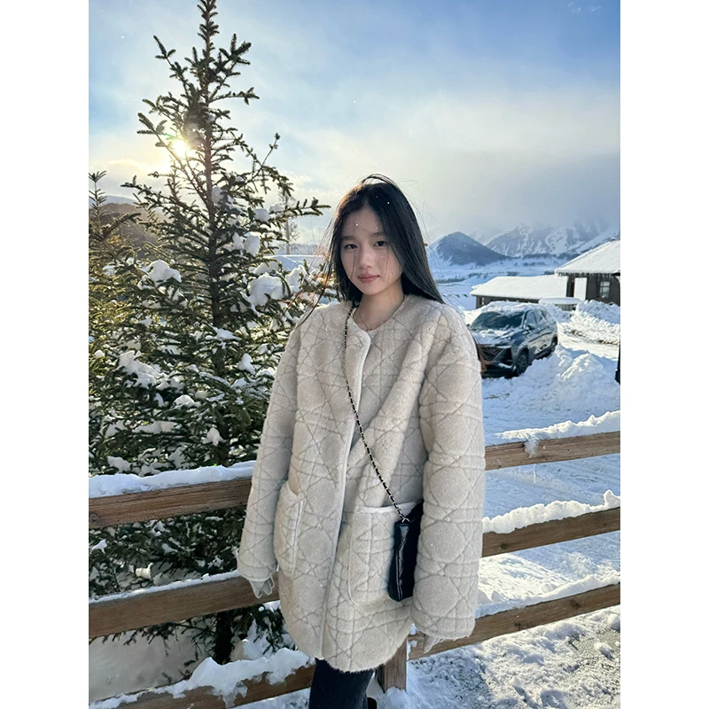 王少女的店【清清】卡其色圆领外套秋冬加厚休闲上衣 W28102S44