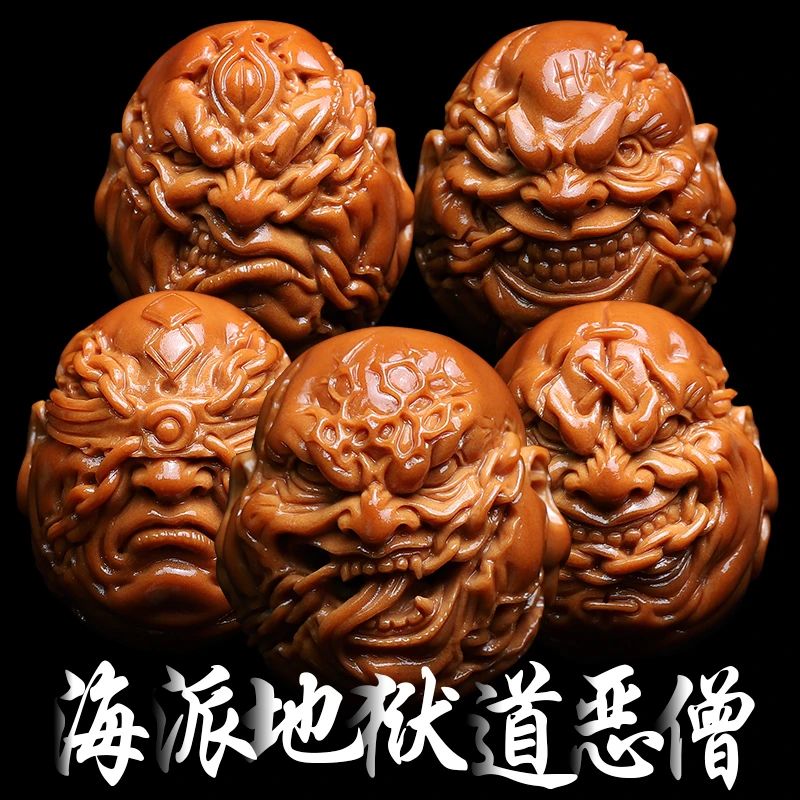 橄榄核核雕海派地狱恶僧纯手工文玩手持把件非遗文化