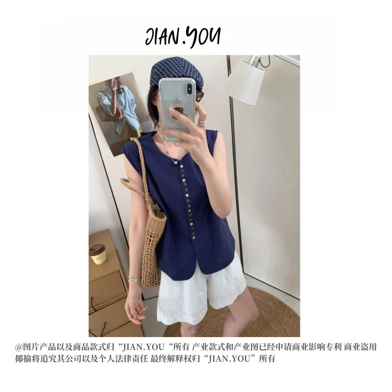 JIANYOU-[时尚百搭]2025女装夏Erume棉麻背心马甲Q-A1908