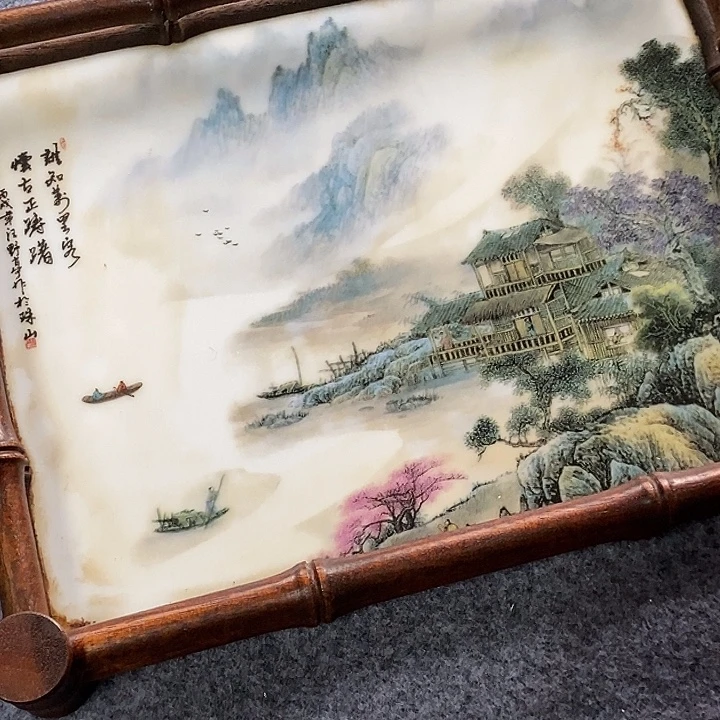 用***9粉彩茶盘，粉彩茶盘