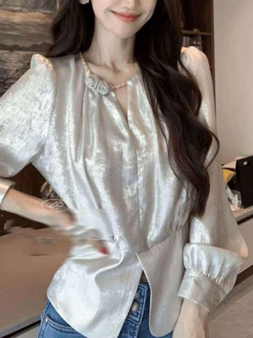 衬衫上衣气质衬衣长袖小众宽松设计感显瘦时尚夏季复古法式