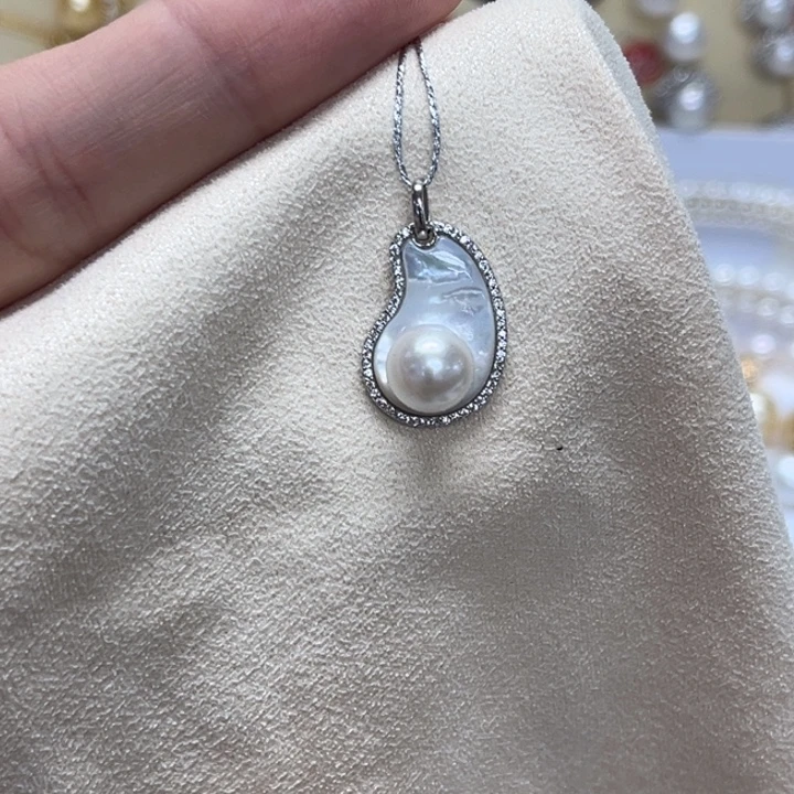 颈饰海水珍珠银S925镶嵌7-8mm 61号