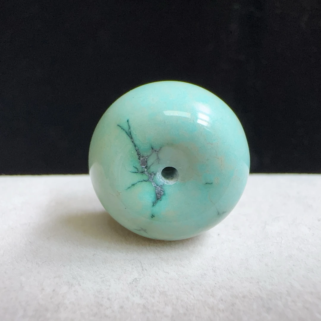 【伟伟鉴定】绿松石 原矿高瓷高蓝网花 平安扣不吊坠21/14