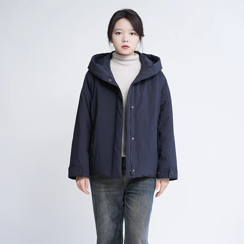 轻量随性 宽松连帽羽绒服日系简约90匈牙利白鹅绒短款外套 25027