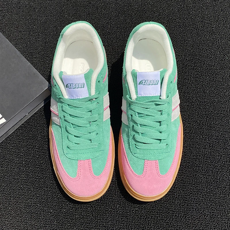 男款宽脚板鞋爆款阿甘鞋学院风拼色老爹鞋反毛皮大码男鞋百搭潮鞋