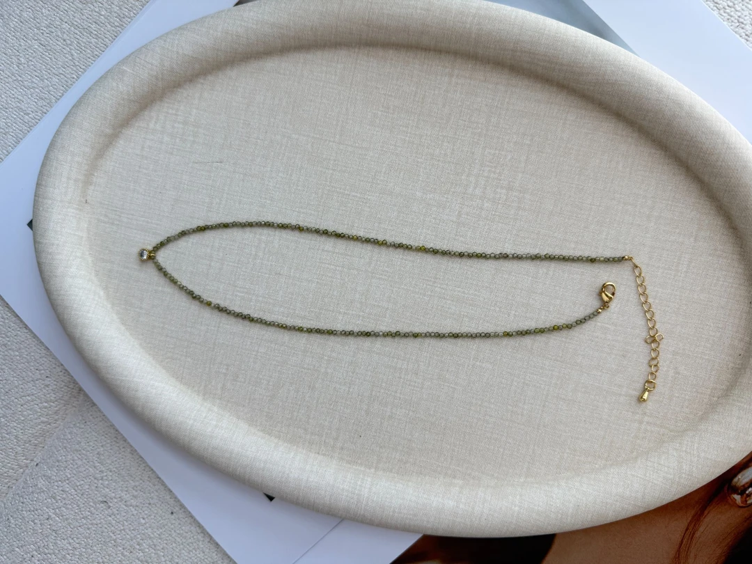 铜合金项链 橄榄绿莫桑项链1241