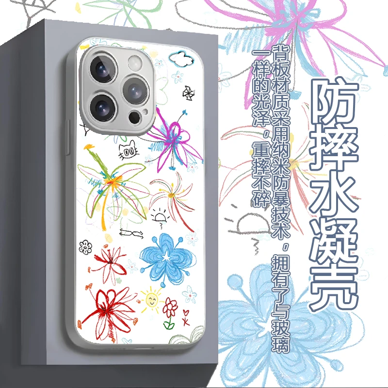 适用苹果华为vivo一加iPhone14小米三星涂鸦水凝手机壳