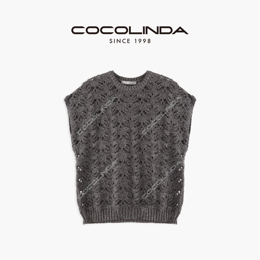 COCOLINDA | 5针镂空钩花针织坎袖上衣S2757