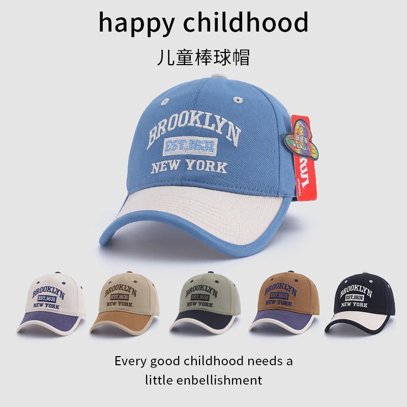 儿童遮阳帽男女童防晒帽子透气鸭舌帽时尚风运动帽户外宝宝棒球帽