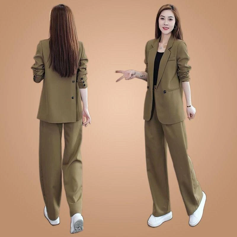 高级感正装西服套装女2024春季新款时尚洋气减龄西装阔腿裤两件1