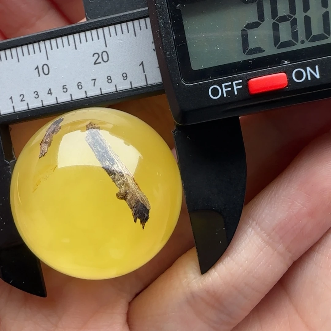 蜜蜡未镶嵌裸石见过恐龙的木头半山水圆珠