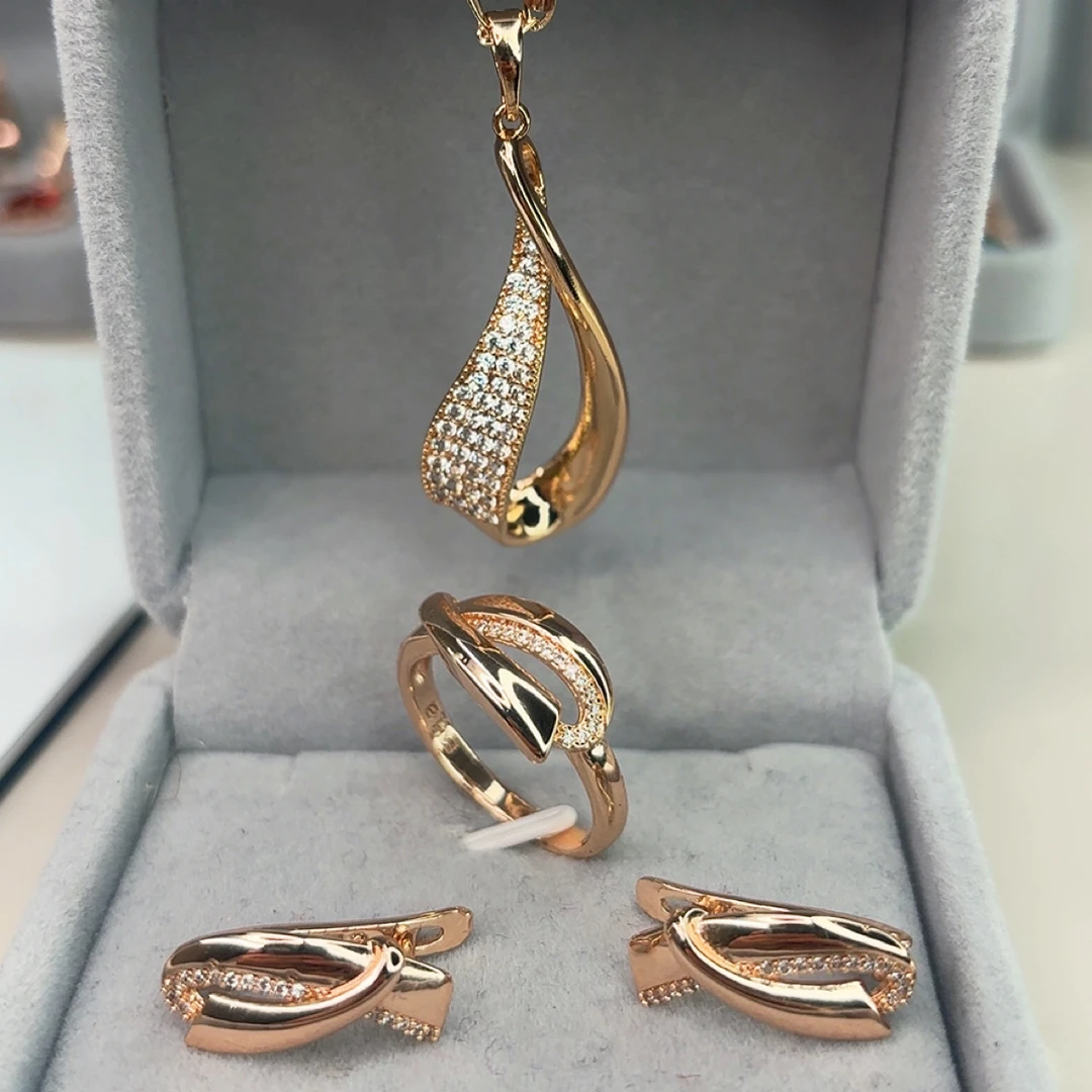 铜合金锆石项链 ins风百搭款镶钻套装