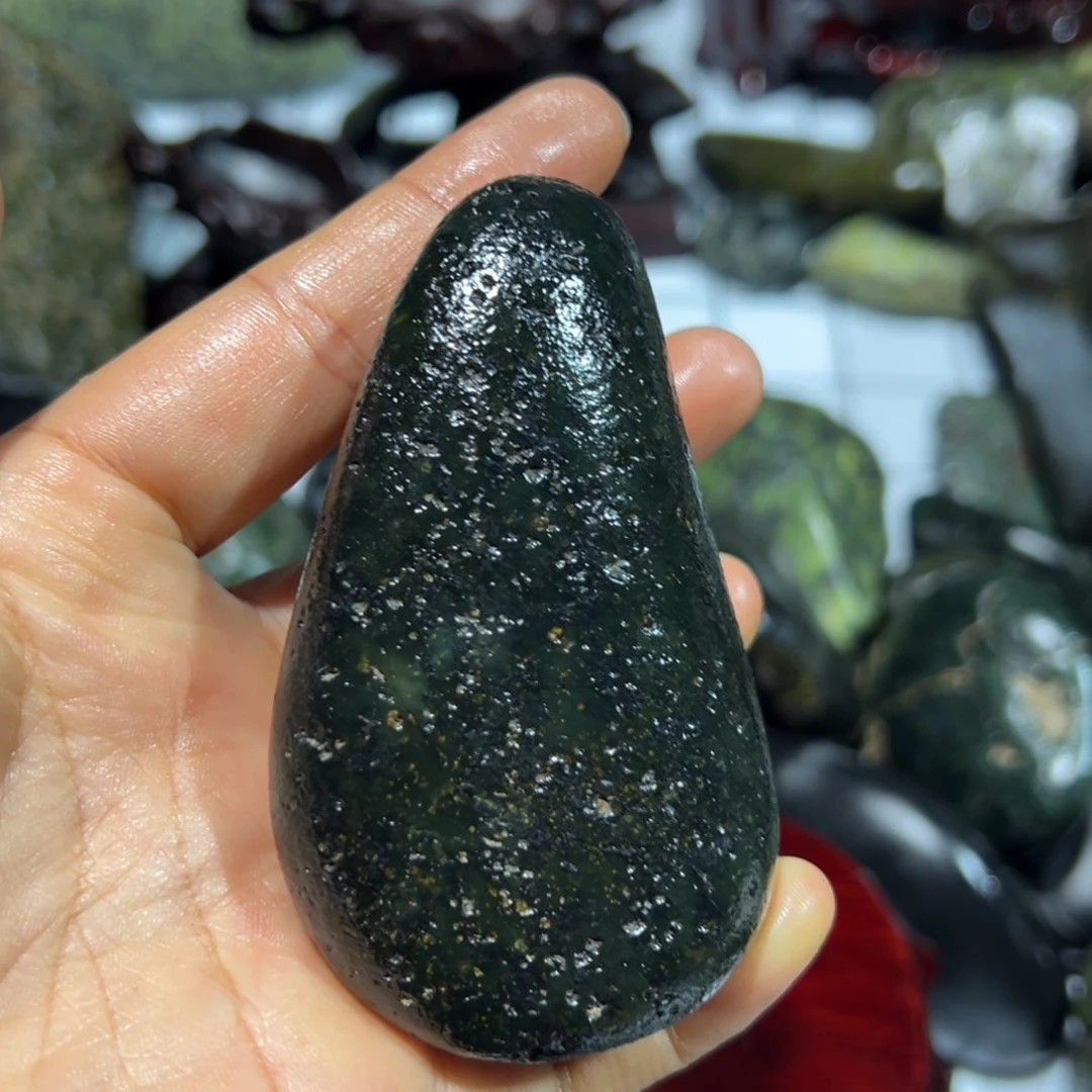 未镶嵌蛇纹石玉西藏藏玉药王石小**烤