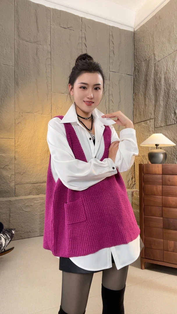 素格【1922】法式复古V领针织女款马甲